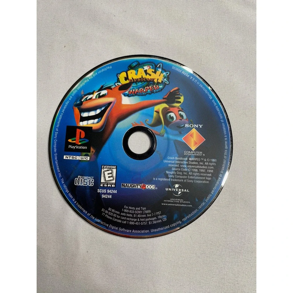 Sony PlayStation PS1 Crash Bandicoot 3 Warped Game Disc